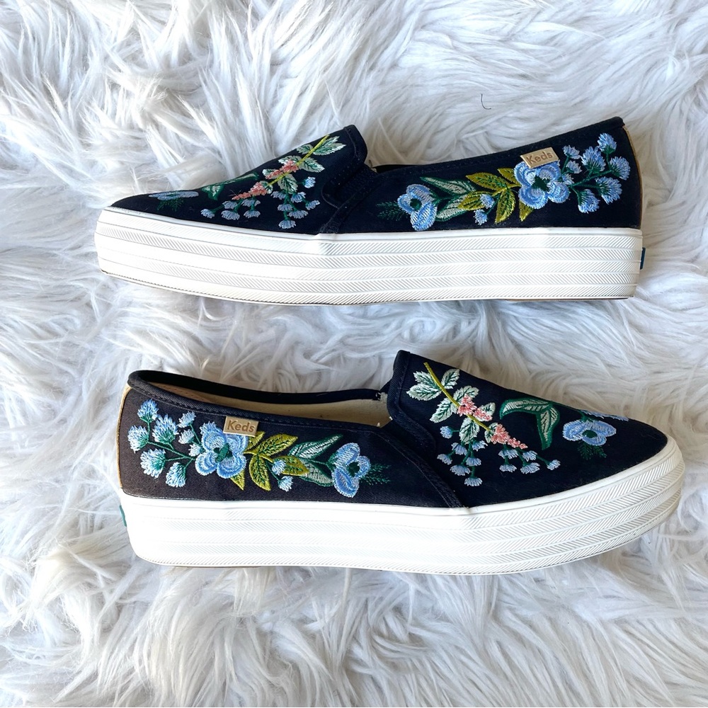 Keds Black Floral Embroidered Sneakers - Picture 6 of 16